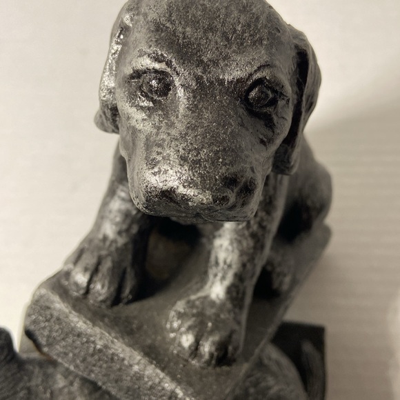 Pair of Vintage Heavy Resin Black Lab Bookends Signed JIN 93 - Picture 3 of 11